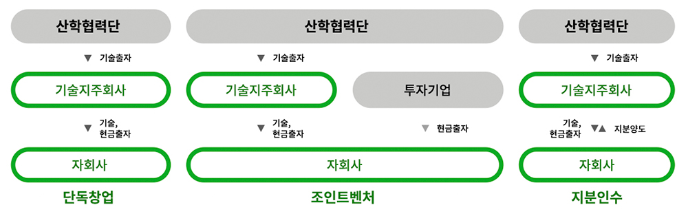 산학협력단 기술지주회사 자회사설립 자회사설립형태